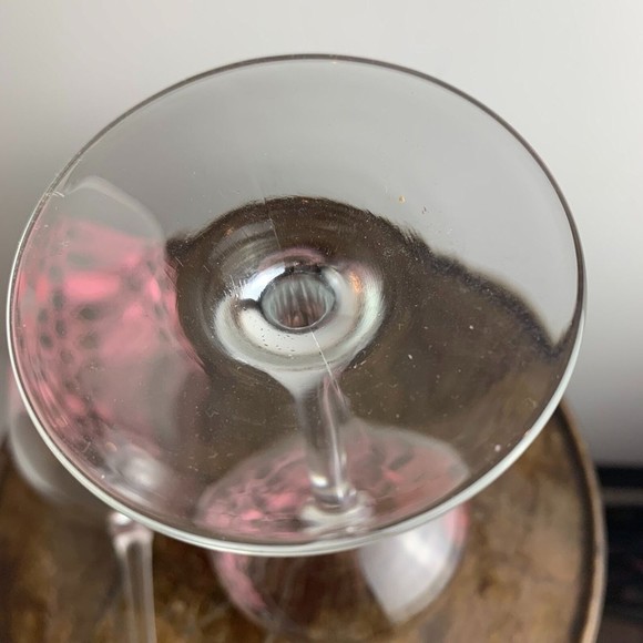 RARE~Set of 2 Vintage Retro 1980s Clear Wine Glasses w/Pink Geometric Design~EUC - Picture 5 of 7